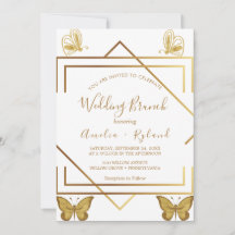 Aangepaste tekst gouden vlinder trouwbrunch 