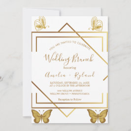 Aangepaste tekst gouden vlinder trouwbrunch  kaart