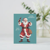 Aangepaste tekst Grappig Drink Kerstman Feestdagenkaart (Staand voorkant)