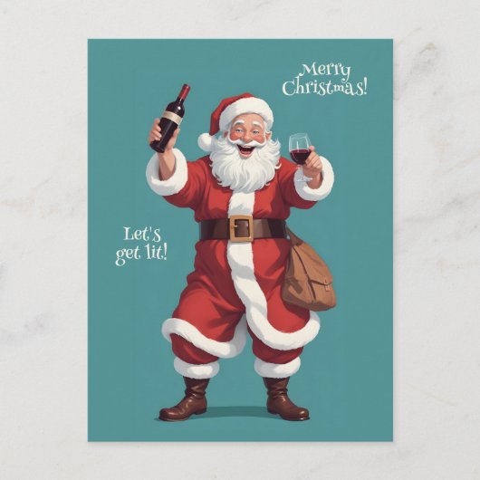 Aangepaste tekst Grappig Drink Kerstman Feestdagenkaart (Voorkant)