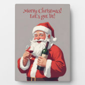 Aangepaste tekst Grappig Drink Kerstman Fotoplaat (voorkant)