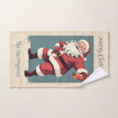 Aangepaste tekst Grappig Drink Kerstman Handdoek (Handdoek)