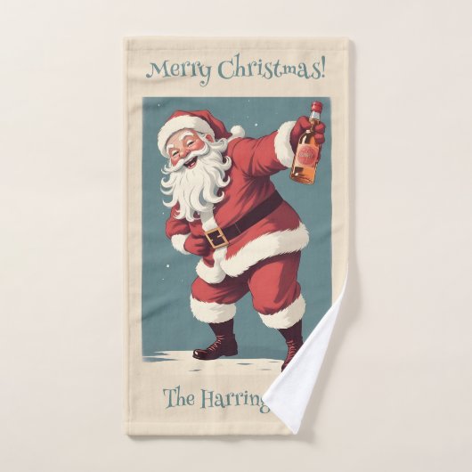 Aangepaste tekst Grappig Drink Kerstman Handdoek (Handdoek)