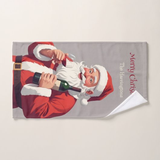 Aangepaste tekst Grappig Drink Kerstman Handdoek (Handdoek)