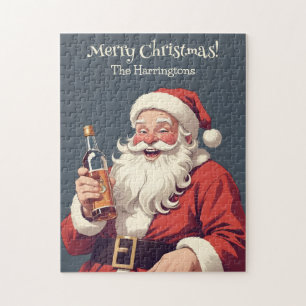 Aangepaste tekst Grappig Drink Kerstman Legpuzzel