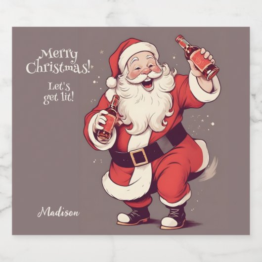 Aangepaste tekst Grappig Drink Kerstman Likeurfles Etiket (Enkel label)