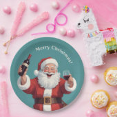 Aangepaste tekst Grappig Drink Kerstman Papieren Bordje (Feest)