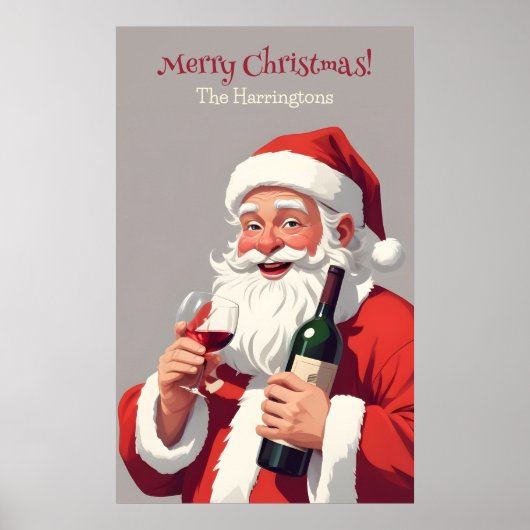 Aangepaste tekst Grappig Drink Kerstman Poster (Voorkant)