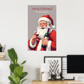 Aangepaste tekst Grappig Drink Kerstman Poster (Thuiskantoor)