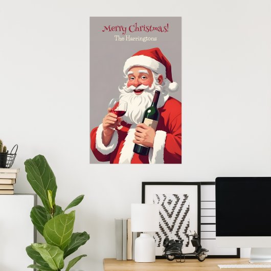 Aangepaste tekst Grappig Drink Kerstman Poster (Thuiskantoor)
