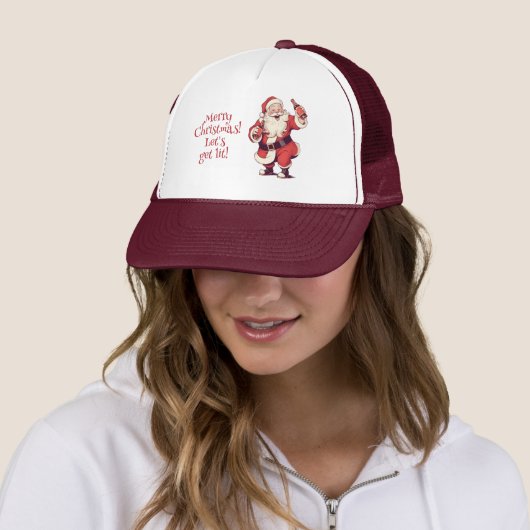 Aangepaste tekst Grappig Drink Kerstman Trucker Pet (In situ)