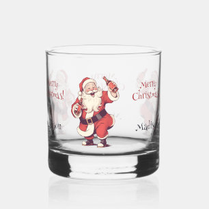 Aangepaste tekst Grappig Drink Kerstman Whisky Glas
