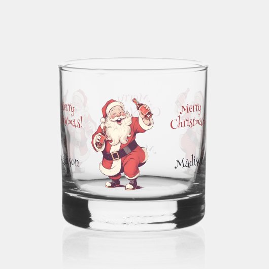 Aangepaste tekst Grappig Drink Kerstman Whisky Glas (Achterkant)