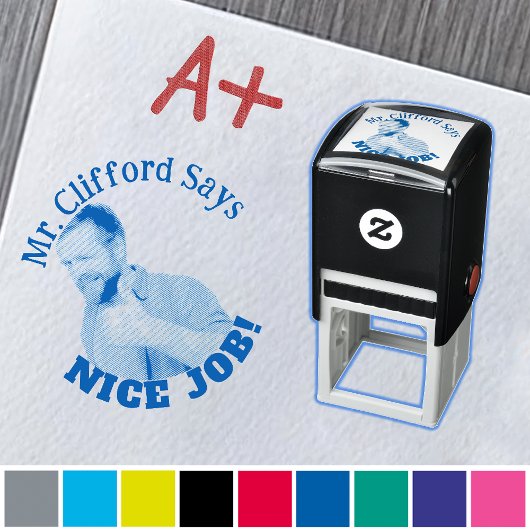 Aangepaste tekst Grappig Gezicht Foto Leraren Stem Zelfinktende Stempel