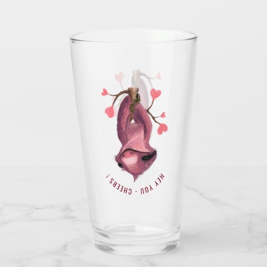 Aangepaste tekst - Grappig Romantic Sloth - Cheers Glas (Achterkant)