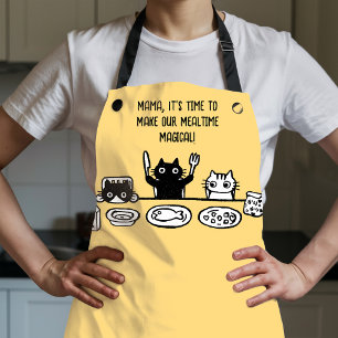 Aangepaste tekst Grappig Zwart Cat All-Over Print  Schort