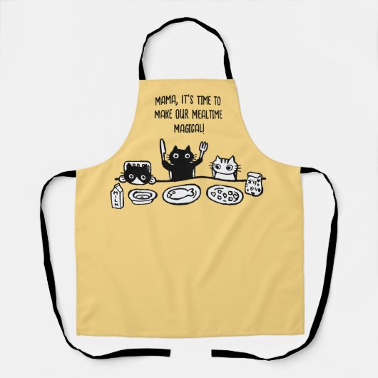 Aangepaste tekst Grappig Zwart Cat All-Over Print Schort (Voorkant)