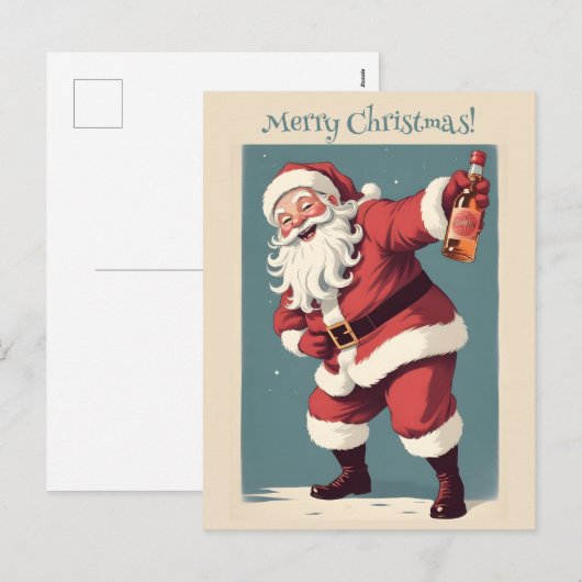 Aangepaste tekst grappige dronken kerstman feestdagenkaart (Voorkant / Achterkant)
