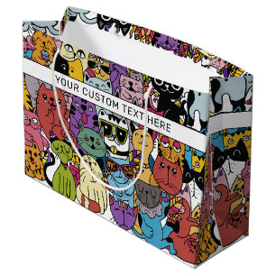 Aangepaste tekst Grappige katten illustratie Groot Cadeauzakje