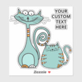 Aangepaste tekst Grappige katten Sticker (Vel)