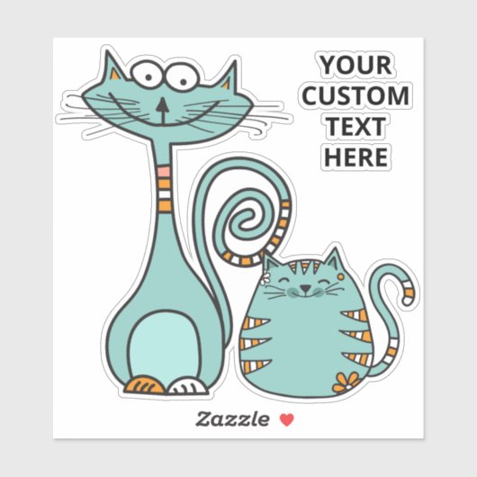 Aangepaste tekst Grappige katten Sticker (Vel)
