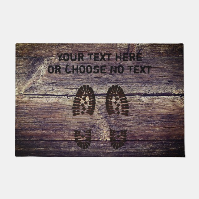 Aangepaste tekst/grappige modderschoenen afdrukken deurmat (Voorkant)