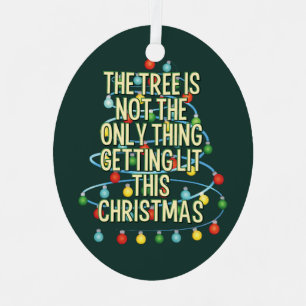 Aangepaste tekst Grappige verlichte kerstboom Metalen Ornament