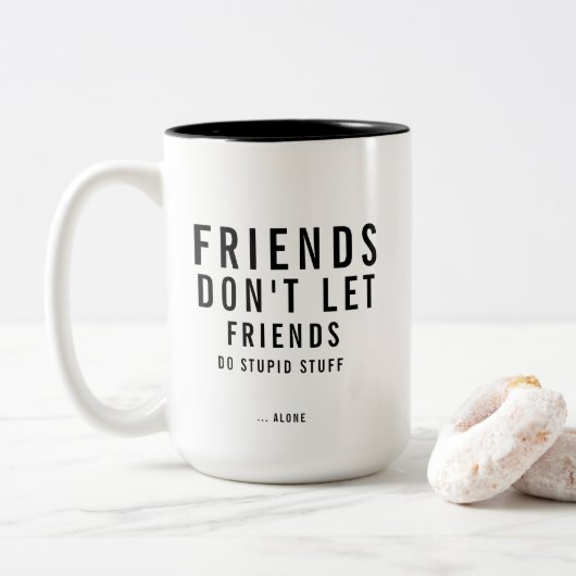 Aangepaste tekst Grappige vriendschap Tweekleurige Koffiemok (Met donut)