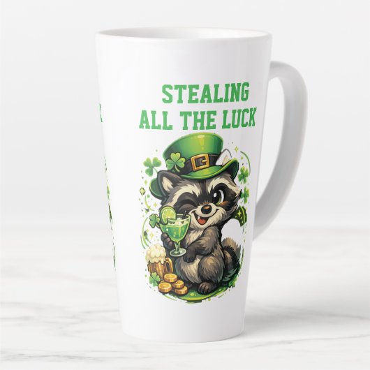 Aangepaste tekst Grappige wasbeer St. Patrick's Da Latte Mok (Rechterhoek)