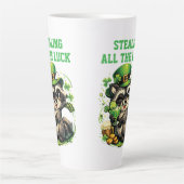 Aangepaste tekst Grappige wasbeer St. Patrick's Da Latte Mok (Voorkant)