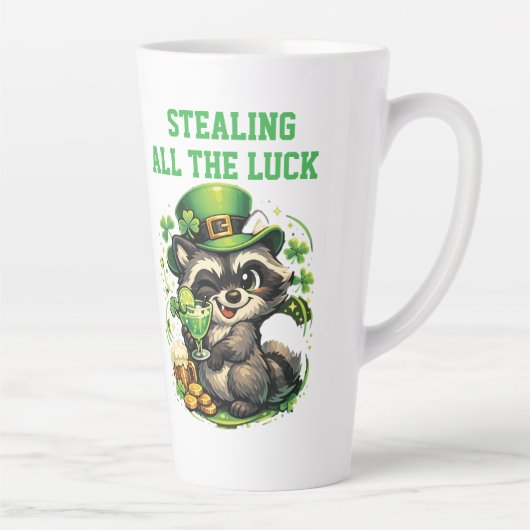 Aangepaste tekst Grappige wasbeer St. Patrick's Da Latte Mok (Rechts)