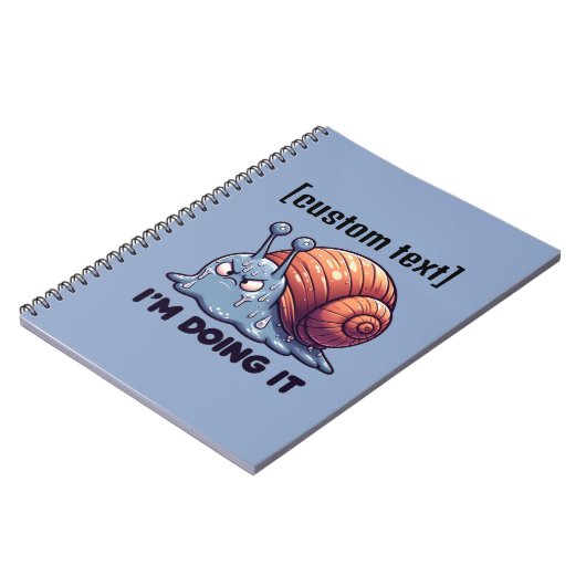 Aangepaste tekst Grappige zweterige slak motivatie Notitieboek (Linkerzijde)