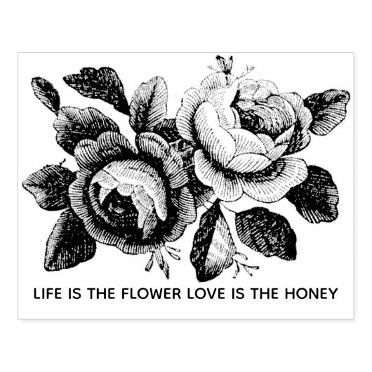 Aangepaste tekst graveren  bloemen rubberstempel (Afrduk)