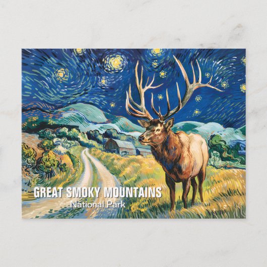 Aangepaste tekst Great Smoky Mountains Elk Van Gog Briefkaart (Voorkant)