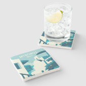 Aangepaste tekst Griekenland Stenen Onderzetter (Zijkant)