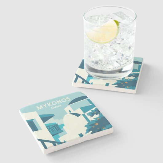 Aangepaste tekst Griekenland Stenen Onderzetter (Zijkant)