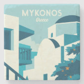 Aangepaste tekst Griekenland Stenen Onderzetter (Voorkant)