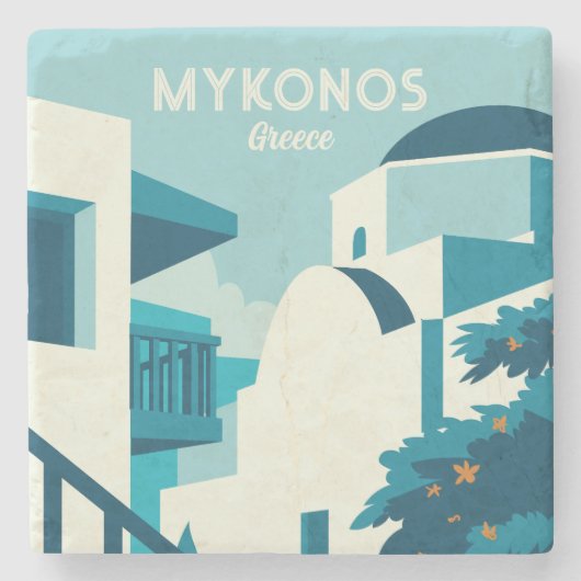 Aangepaste tekst Griekenland Stenen Onderzetter (Voorkant)