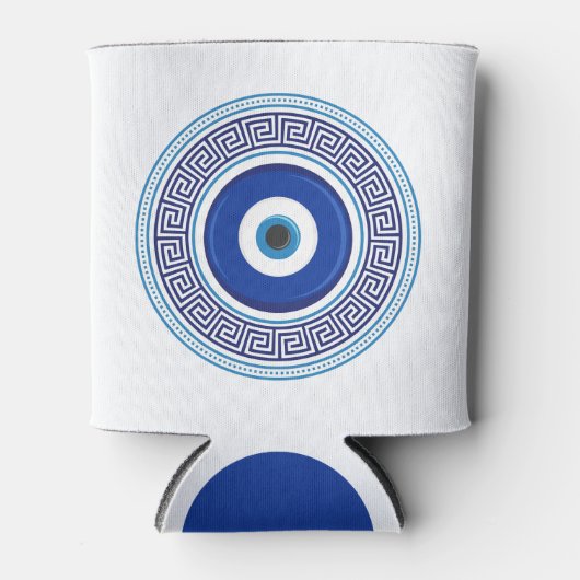 Aangepaste tekst Grieks patroon Evil Eye Nazar Blikjeskoeler (Voorkant)