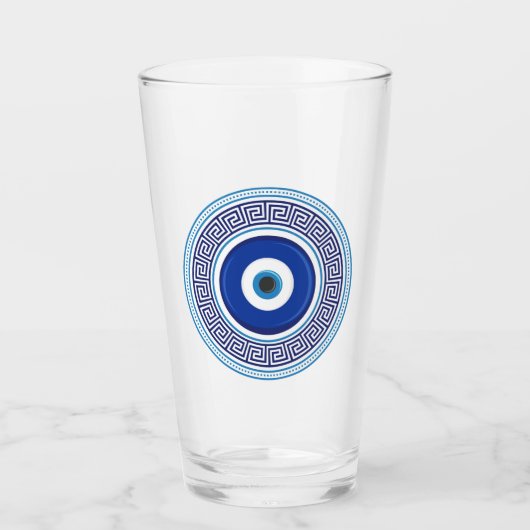 Aangepaste tekst Grieks patroon Evil Eye Nazar Glas (Voorkant)