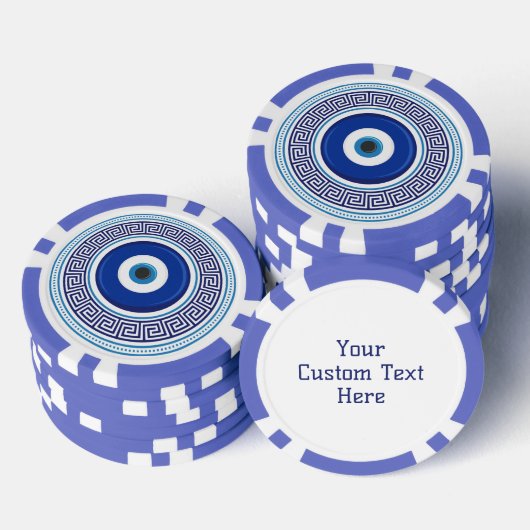 Aangepaste tekst Grieks patroon Evil Eye Nazar Poker Chips (Opstapeling)