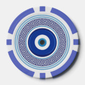 Aangepaste tekst Grieks patroon Evil Eye Nazar Poker Chips (Voorkant)