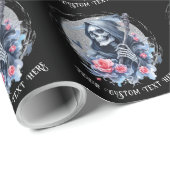 Aangepaste tekst  Grim Reaper Floral Glitter Cadeaupapier (Rol Hoek)