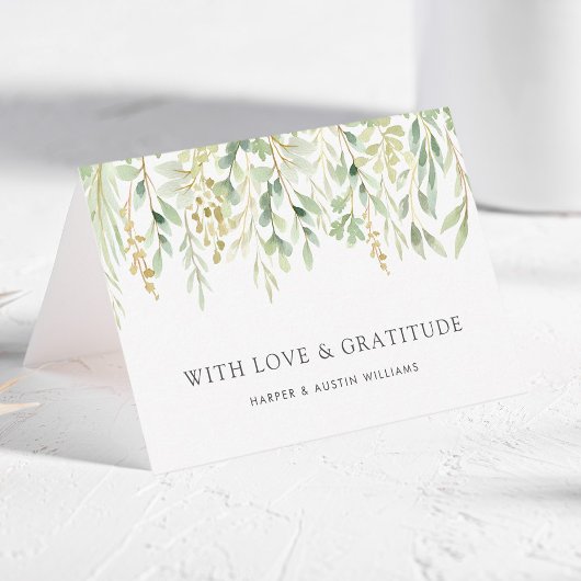 Aangepaste tekst Groen Blad Botanisch Bedankkaart