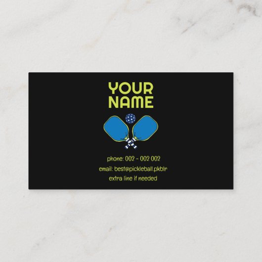 Aangepaste tekst groen & blauw Pickleball Visitekaartje (Achterkant)