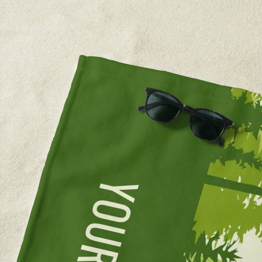 Aangepaste tekst Groene bosbadhanddoek Strandlaken (In situ)