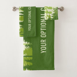 Aangepaste tekst Groene boshanddoekset Bad Handdoek