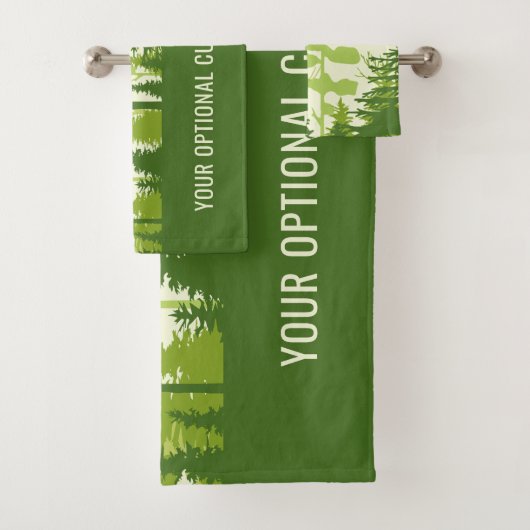 Aangepaste tekst Groene boshanddoekset Bad Handdoek (Insitu)