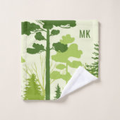 Aangepaste tekst Groene boshanddoekset Bad Handdoek (Wasdoekje)