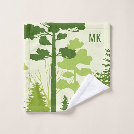 Aangepaste tekst Groene boshanddoekset Bad Handdoek (Wasdoekje)